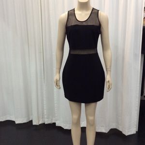 Black Mini Dress mesh in midnsection